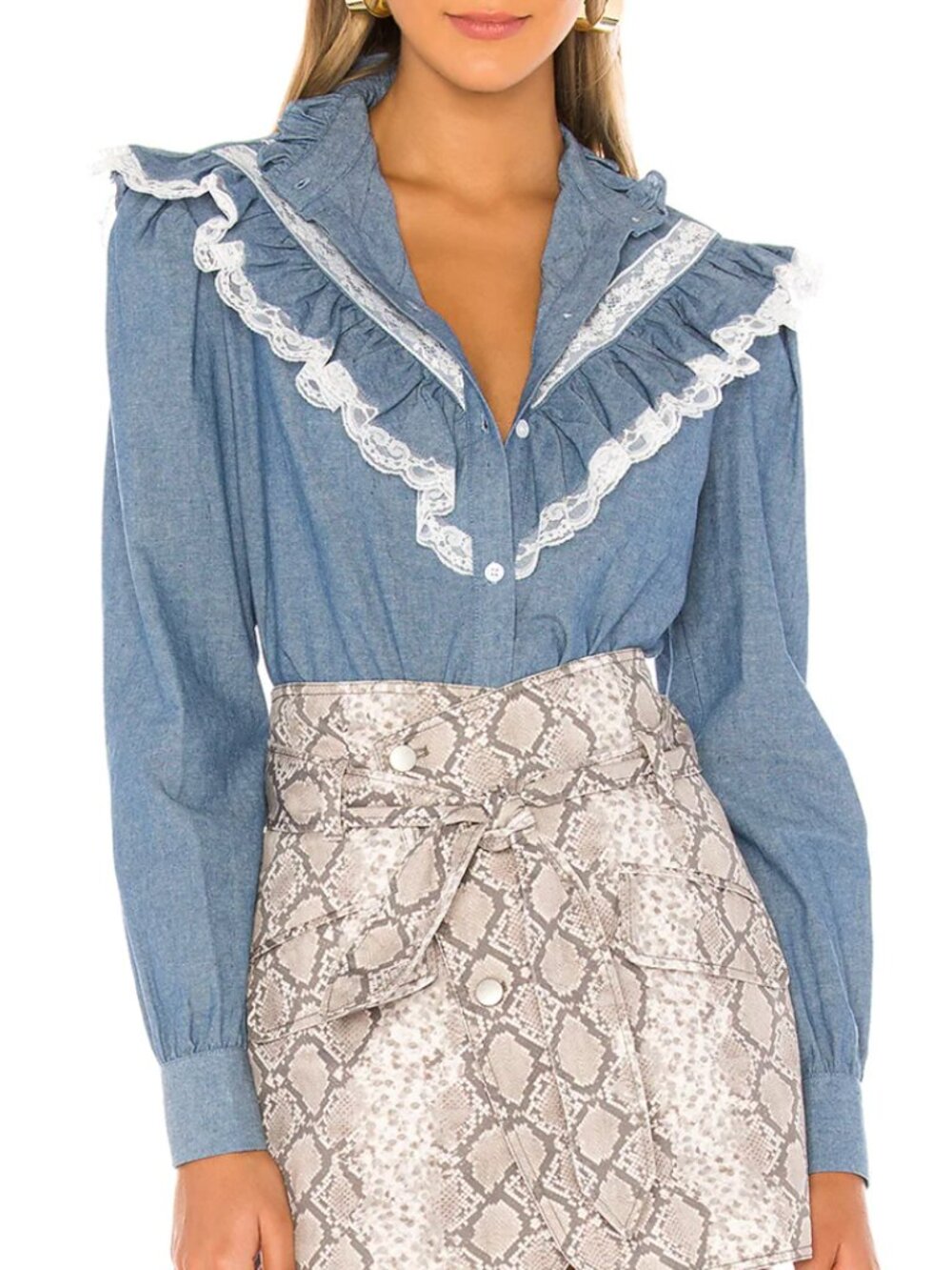NWT Petersyn Almira Blouse in Chambray Size Small
